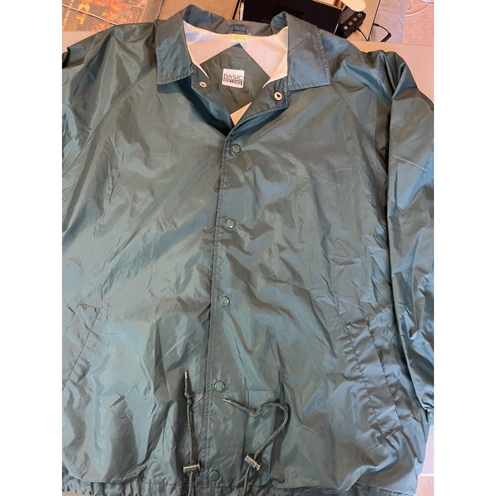 Vintage Basic Editions Jacket Green Button Windbr… - image 4